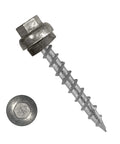 Heavy Duty 1.5 Inch Metal Roofing Screws For OSB And Wood With Domed Cap And EPDM Washer, Self Piercing Type 17 Point, Zinc, 500 Count