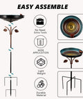 38 Inch Vintage Bird Bath With Five Prong Stake For Outdoor Gardens - Metal Yard Bird Bath Decor with assembly instructions