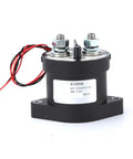 Heavy Duty Sealed DC Contactor 200 Amp 9 To 36 Volt High Voltage BMS Relay Switch close-up view with mounting base and wiring