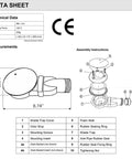 Technical data and assembly instructions for Slim Low Profile Shower Drain With Chrome Plated ABS Body 90mm Outlet High Flow 36 LPM
