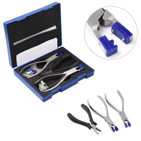 Rimless Glasses Repair Kit With Rubber Tip Plier Set For Frame Adjustment And Disassembly Tools in blue case
