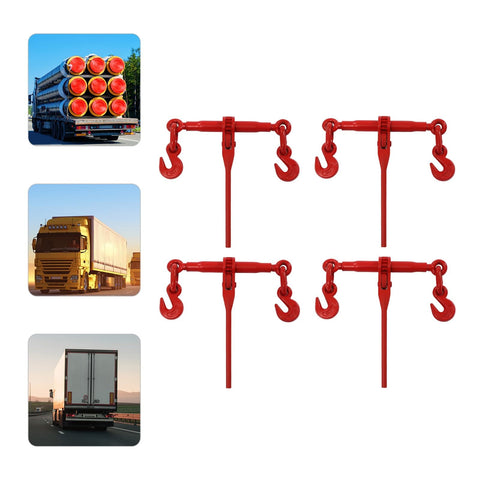 Heavy Duty Ratchet Chain Binder Set Three Eighths To One Half Inch With G70 Hooks, Four Pack Tie Down Tool for trucks and trailers