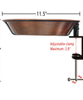 Heavy Duty Iron Bird Bath For Railing And Balcony Deck, 11.5 inch basin with adjustable clamp for stability.