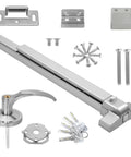 Stainless Steel Push Bar Panic Exit Device With Exterior Lever Handle for commercial doors, 31.5-inch, with hardware kit.