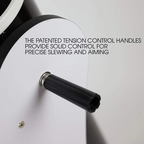 Flextube 200 Dobsonian 8 Inch Collapsible Telescope tension control handle for precise slewing and aiming.