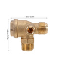Copper One Way Check Valve For Air Compressors 20mm Connector Quiet Industrial Pro Grade Spare Part With Three Port Tee For Flexible Pipe Connections In Workshop Use Anti Backflow Safety, brass valve with 6cm x 4.5cm size