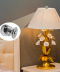 Two Pcs Ball Lamp Finial Cap Knob One Quarter By Twenty Seven Inch Thread Silver Finish Snazzy Modern Retro Style For Lamp Shade Hardware Easy Install Durable Metal on table lamp