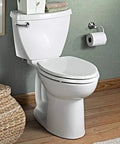 Chrome Toilet Tank Flush Lever Handle With Metal Nut 8 Inch Arm Length Replacement Kit Pack Of 2 Corrosion Resistant Durable Build For Home Bathrooms No Fuss Easy Install installed on a white toilet.