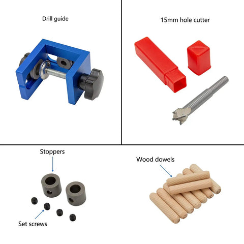 Pocket Hole Jig Kit System DIY Woodworking Aluminum Alloy Locator Tool Set With 8mm And 15mm Holes Drilling Locator parts