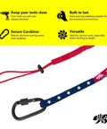 USA Flag Safety Lanyard Tether 3 Foot Heavy Duty Scaffold Strap with carabiner, American design, 10 pack for construction sites.