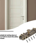 Old School 6 Inch Decorative Door Latch with Screws shown with a white interior door, vintage zinc alloy, antique finish.
