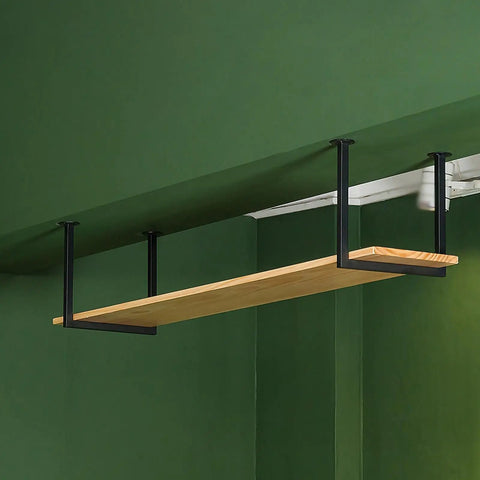 Heavy Duty Floating Shelf Brackets Single Layer Ceiling Mount With Screws Steel Hanging Bracket Black 2 Pack for modern storage.