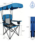 Heavy Duty Oversized Portable Canopy Camping Chair With Sunshade 380 Lb Capacity Folding Lawn Chair dimensions and design
