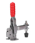 Top Tier Stainless Steel Arrow Storage Case Toggle Clamp With Durable Adjustable Latch For Heavy Duty Mechanical Equipment And Home DIY Projects You Need. Side view of heavy-duty toggle clamp with red grip.