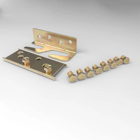 Beefy Bed Rail Brackets 4-Piece Set Universal Wood Bed Frame Hardware Galvanized Steel Reinforcement Kit with bolts and clips.