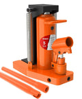 Beefy Heavy Duty Toe Jack 5 Ton And 2.5 Ton Hydraulic Floor Jack For Auto Repair Construction Landscaping And Farm Projects Portable Lift With Seal Kit Easy Carry Handle Compact Design For Quick Emergency Lifts, orange color, side view