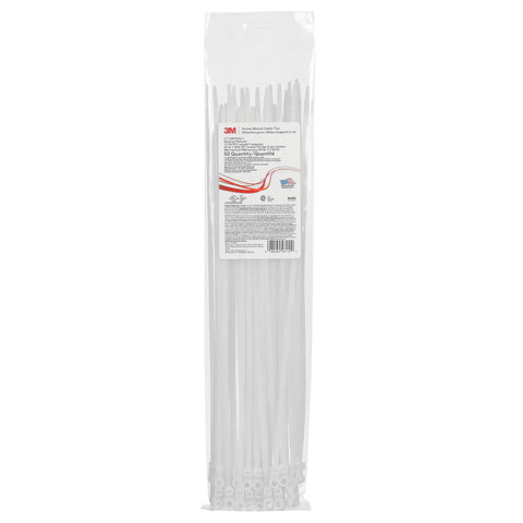 Top Shelf Screw Mount Cable Ties Packed In A Bag Of One Hundred Pieces Measuring Eight Inches Black With A Knockout Fifty Pound Pull Rating Plenum Approved Sun Proof For Indoor Outdoor Cable Wrangling That Is Dead Simple 50 white ties in package.