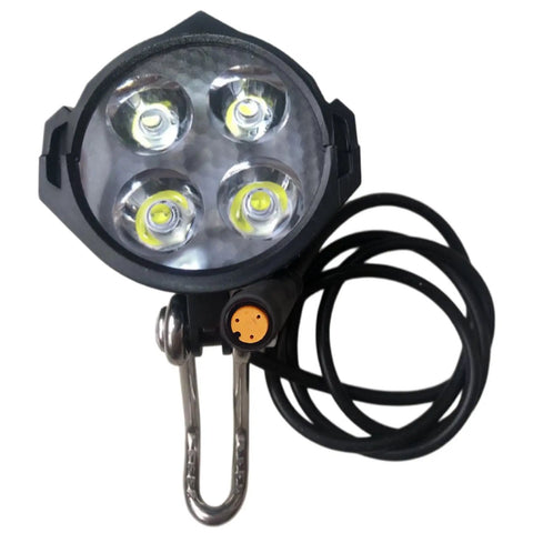 Ultra Bright LED Bike Headlight With 3 Pin Female Waterproof Connector, 12W 300 Lux Front Light And Horn Warning For Night Rides