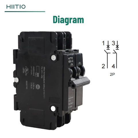 15 Amp 120V And 240V Two Pole DIN Rail Miniature Circuit Breaker UL 489 Listed 35mm Mount HCB1U-60 MCB diagram
