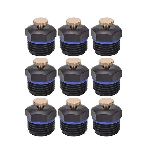 9 Pack Brass Garden Misting Nozzles With Adjustable 360 Degree Spray Half Inch Connection Lawn Irrigation Micro Sprinklers