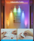 Modern Cube Wall Sconces With Adjustable Cable Distance And Smart RGBic LED Fixture That Hooks Up To Alexa for flexible lighting setup.