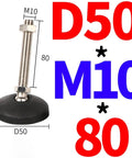 Adjustable Leveling Feet Nylon And Stainless Steel Set With 40 50 60mm Bases And M8 M10 M12 Threads, Bolts From 50 To 150mm, Heavy Duty, Corrosion Resistant, Ideal For Furniture, Equipment, Machinery, M10 D50 80mm foot