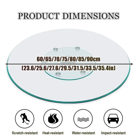 Workhorse Tempered Glass Lazy Susan Turntable For Table Top With 360 Degree Silent Bearing Large Round Dining Swivel dimensions