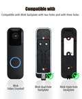 Image showing compatibility with Blink Video Doorbell and backplates, highlighting Blink dual-hole and triple-hole backplate options.