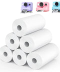 Kids Instant Camera Paper Refill Set 6 Thermal Printing Paper Rolls For Most Kid Cameras White Glossy Photo Paper, stacked rolls