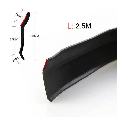 Universal Car Front Bumper Protector Self Adhesive Rubber Lip Spoiler Trim Guard Heavy Duty 2.5M 8.2ft Long Red Anti Scratch