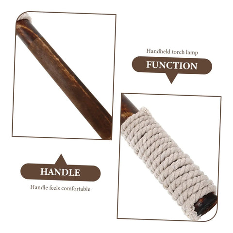 Outdoor Solar Tiki Torch Light For Garden Fence Decoration With Woven Wood Look Weatherproof And Easy Install Eco Friendly Yard Pathway Lantern Handle Close-Up
