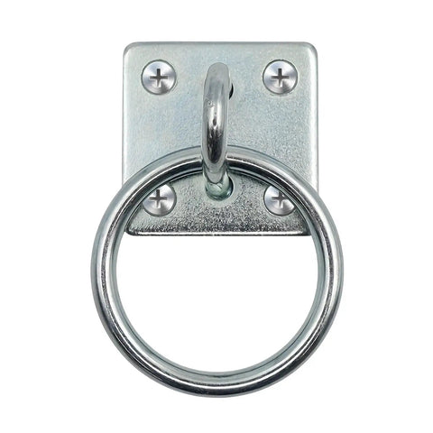 Heavy Duty Horse Tie Ring Square Wall Mounted Fastener For Easy Ground Ties And Stable Setup; metal ring on square plate