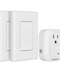 Wireless Wall Switch Kit With Remote Outlet And Receiver No Wiring Required 100ft RF Range Pre Programmed And Expandable