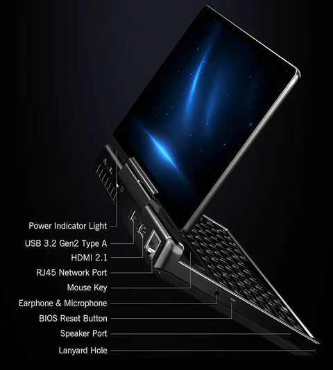 Pocket Sized Handheld Laptop Boosted By A Slick Seven Inch Display Running Windows 11 Home showing ports and features