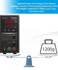 30V 5A Adjustable DC Bench Power Supply With 4 Digit LED Display Coarse And Fine Dial shown next to weight indicator