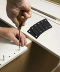 Installing Six Pack Stainless Steel Flat Furniture Joining Plates for Easy Wood Repair And Assembly on cabinet