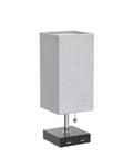 Set Of 2 USB Nightstand Lamps With Grey Fabric Shade Small Table Lamps For Bedroom End Table Living Room Or Home Office Built In 5 Volt 2 Amp USB Ports