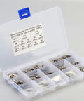 Stainless Steel E Shaped Retaining Ring Kit 400 Pieces in compartmentalized case showing different sizes for mechanical projects
