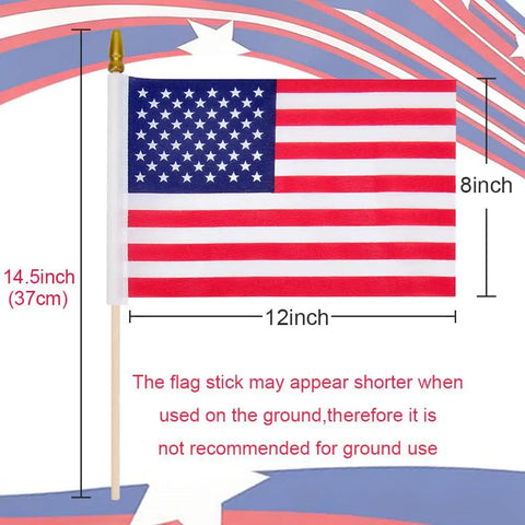 All American Flags On Sticks 12 Pack 8x12 Inch Wood Stick Flags With Kid Safe Spear Top Ideal For Memorial Day Parades 4th Of July And 250th Anniversary Decor