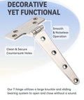 Heavy Duty 316 Marine Grade Stainless Steel T Hinges 8 By 4 Inches showing smooth operation and countersunk holes.