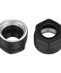 Pro Grade ER16A Collet Clamping Nut Set, 5Pcs Durable Nuts For ER CNC Milling Chuck Lathe, black finish, top view of two nuts