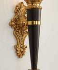 Top Grade Solid Copper Wall Sconce Light Fixture For Bedroom Hallway And Living Room Featuring Classic Antique Styling and Super Chill Ambiance close-up, black and gold design