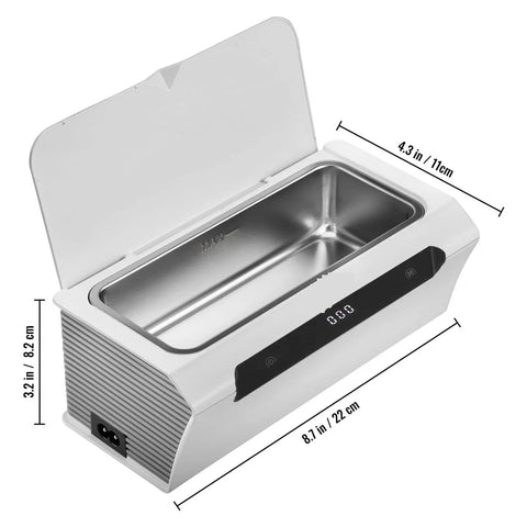 Top Shelf Mini Ultrasonic Cleaner Hella Crisp 500 ML Wash Bath view from above, showing stainless steel basin and control panel.