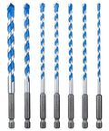 UBESTHS 7-piece concrete/masonry drill bit set with blue spiral carbide bits and hex shanks