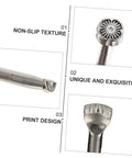 Close-up of tools from Leather Craft Tool Set 20Pcs Saddle Stamp Punch Kit For Leather Stamping And Carving Patterns On Belts Wallets And Bags