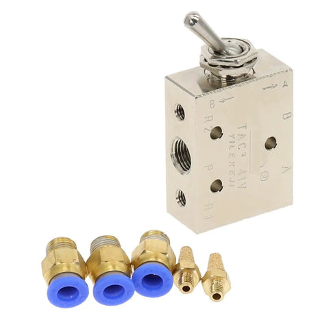 Dead Simple Self Locking Two Position Five Way Pneumatic Exhaust Valve Switch With One Inch Eighth Npt Fittings And Built In Tough Muffler For Heavy Duty Workspaces