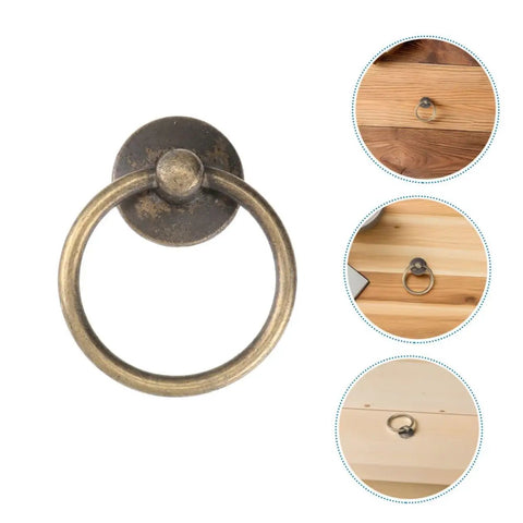 8 Pack Old School Vintage Metal Drop Ring Drawer Pulls Zinc Alloy Handles For Dressers And Cabinets Antique Style Knob Close-Up
