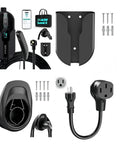 Portable EV Charger 30 Amps Level 1 And Level 2 With Wifi Smart App Hella Adjustable From 12 Amps To 30 Amps with accessories.