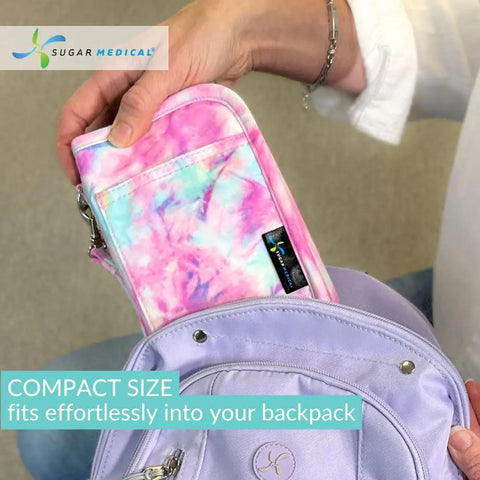 Compact size Diabetes Grab-And-Go Travel Case For Glucose Meter And Essentials, Portable Diabetic Organizer Bag, Glucometer Kit, Medical Supplies Pouch, Easy Everyday Diabetes Care in a backpack