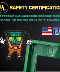 UL safety certification and Made in USA emblem next to green Three Eighths Inch Single Gang Outlet Box Extenders Pack Of Three.